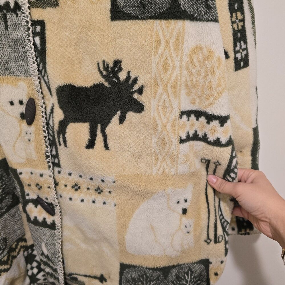 Vtg Quality Goods Canada Winter Nature Heavy Fleece Reversible Coat Jacket M/L - Picture 6 of 16